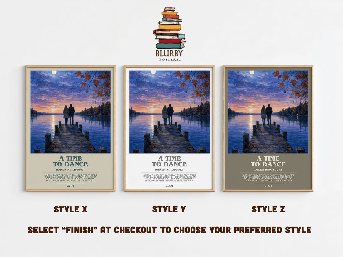 A Time to Dance bookish print in frame leaning in hallway – contemporary fiction wall art (mockup)