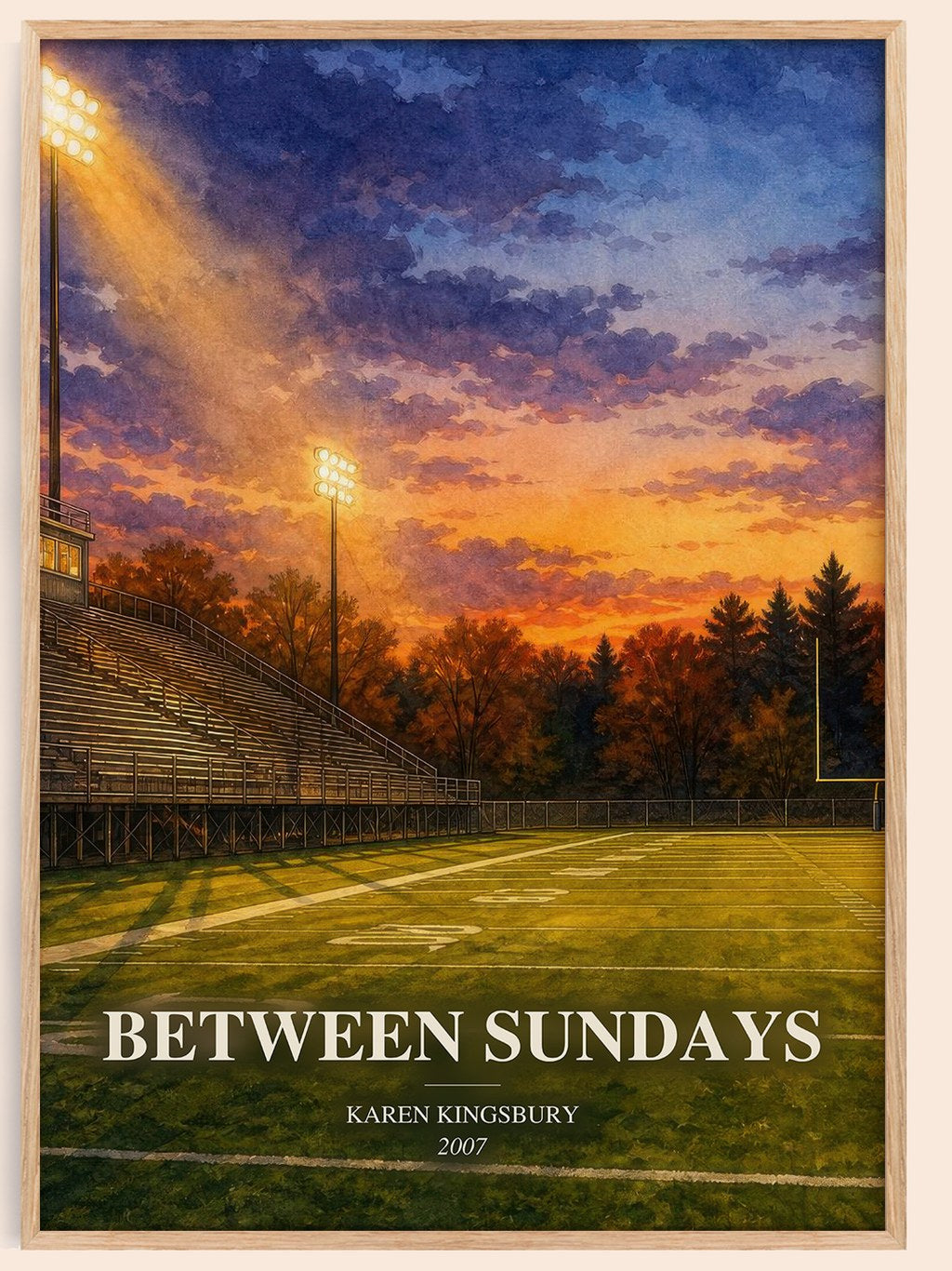 Between Sundays watercolour book poster by Karen Kingsbury – framed literary art print
