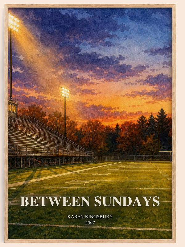 Between Sundays watercolour book poster by Karen Kingsbury – framed literary art print