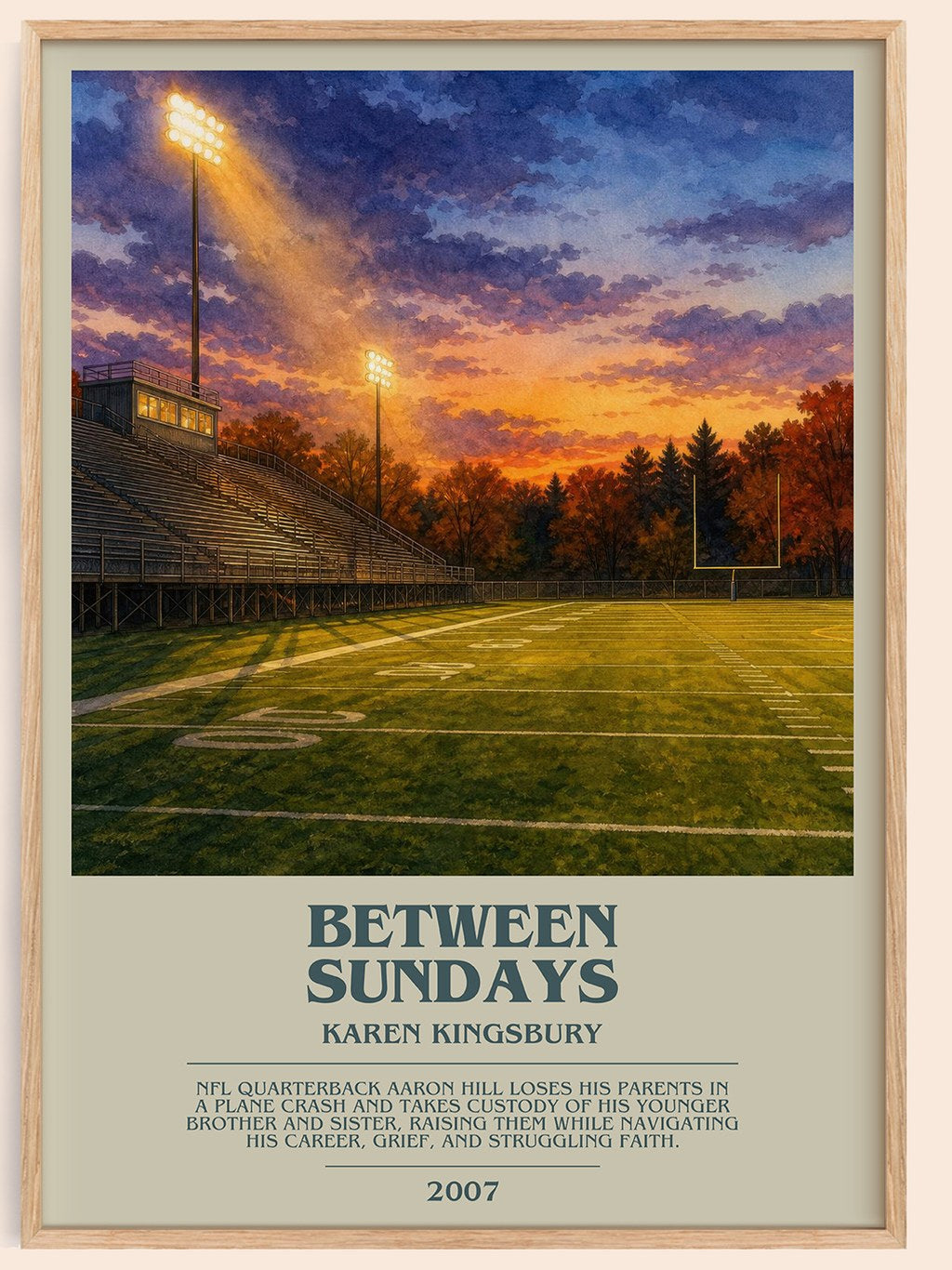 Between Sundays bookish book poster by Karen Kingsbury – framed literary art print