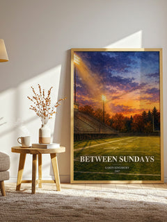 Between Sundays watercolour print in frame leaning in hallway – contemporary fiction wall art