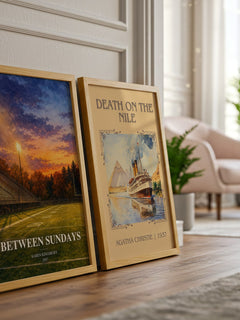 Between Sundays watercolour print framed by window – literary home decor