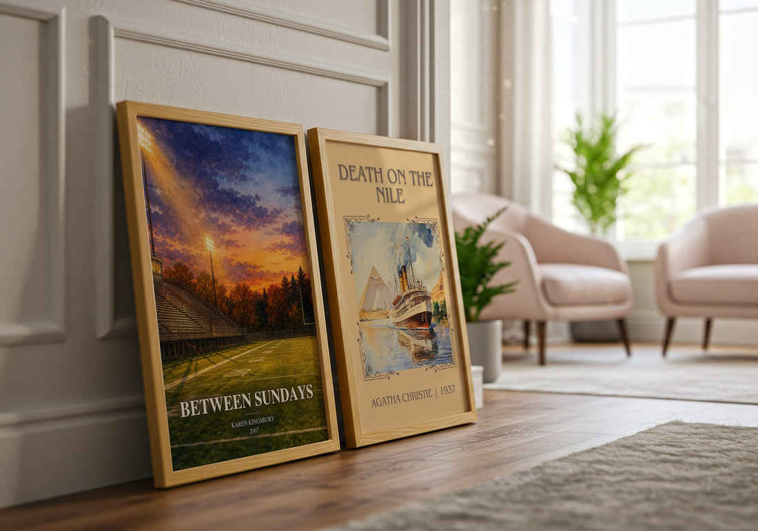 Between Sundays watercolour print framed by window – literary home decor