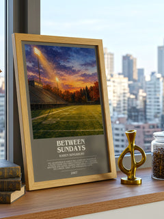 Between Sundays bookish print framed by window – literary home decor