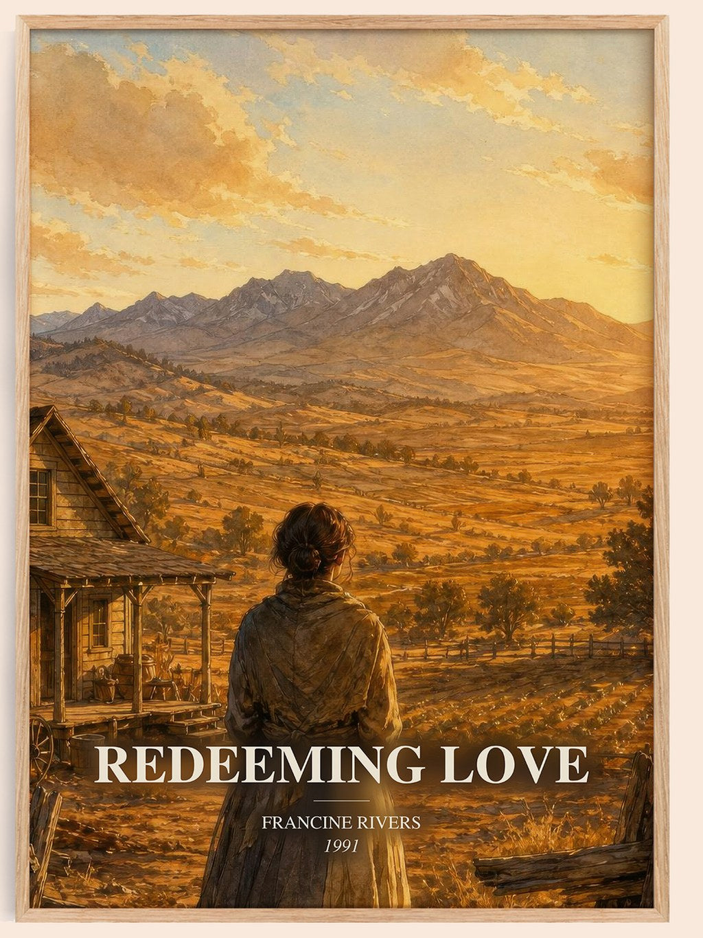 Redeeming Love watercolour book poster by Francine Rivers – framed literary art print