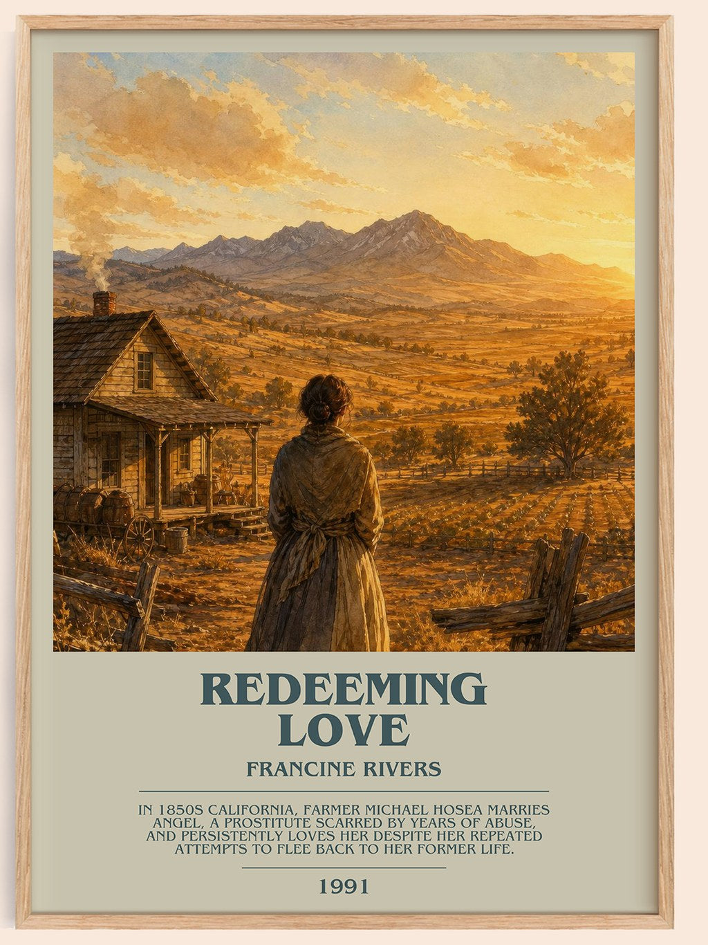 Redeeming Love bookish book poster by Francine Rivers – framed literary art print