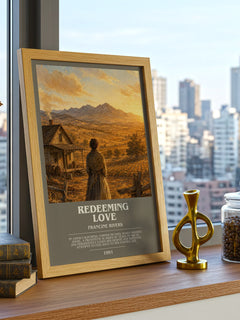 Redeeming Love bookish print framed by window – literary home decor