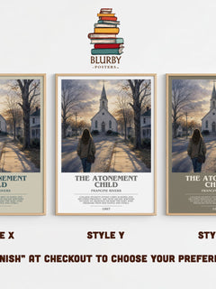 The Atonement Child bookish print in frame leaning in hallway – contemporary fiction wall art