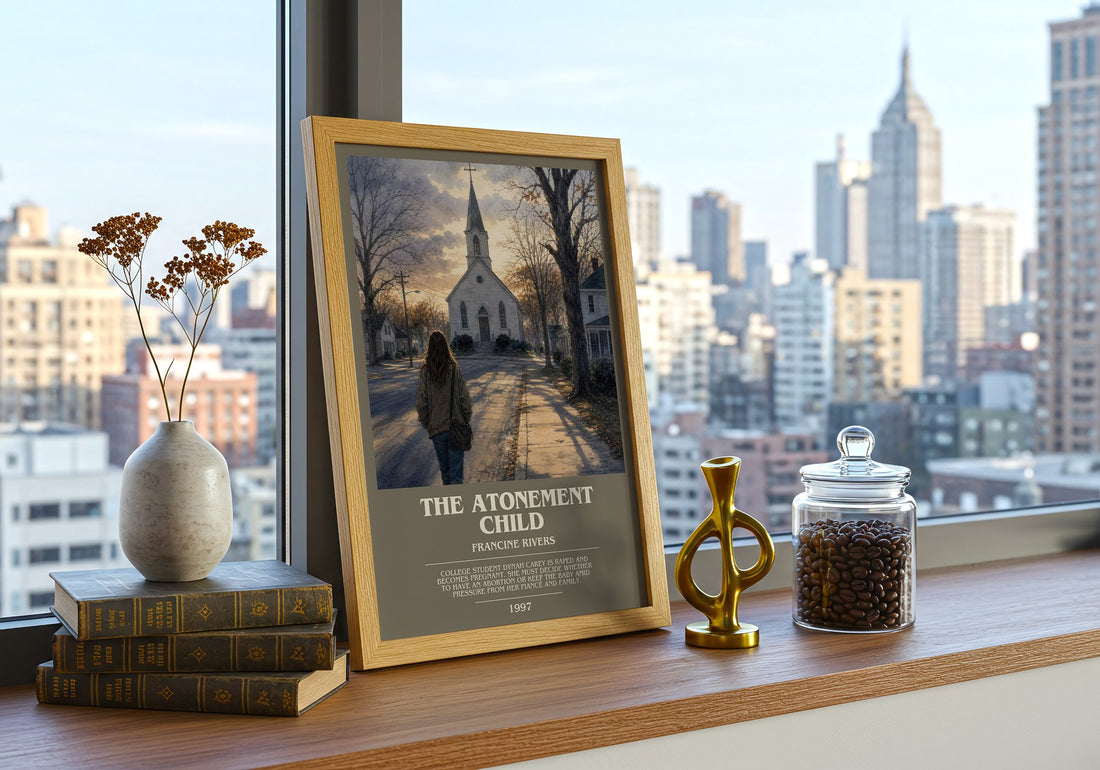 The Atonement Child bookish print framed by window – literary home decor
