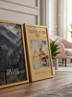 The Last Sin Eater watercolour print framed by window – literary home decor