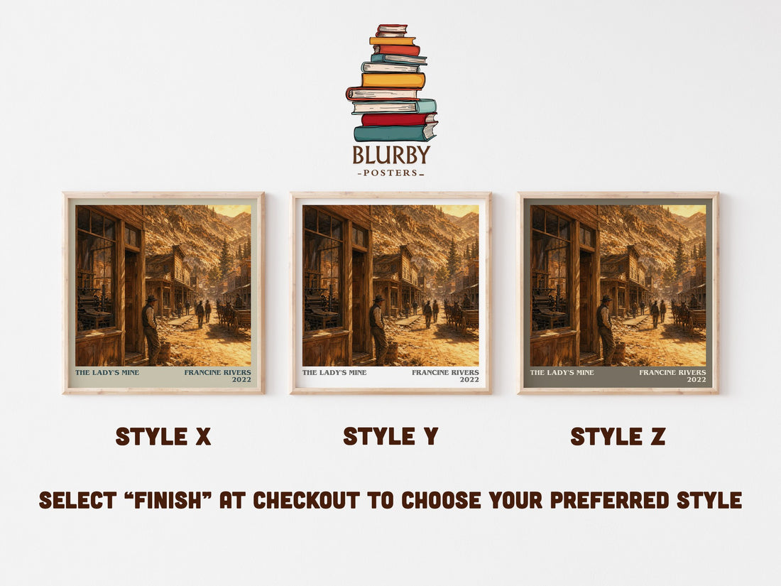 The Lady's Mine literary print in frame leaning in hallway – romance wall art (mockup)