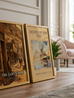The Lady's Mine watercolour print framed by window – literary home decor