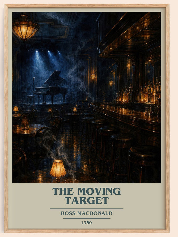 The Moving Target book cover book poster by Ross Macdonald – framed literary art print