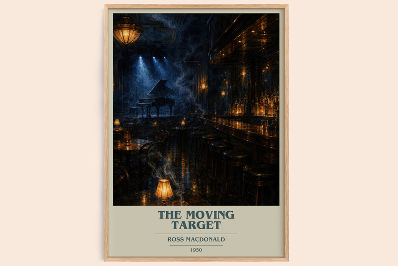 The Moving Target Book Cover Poster by Ross Macdonald (Modern Minimalist style)