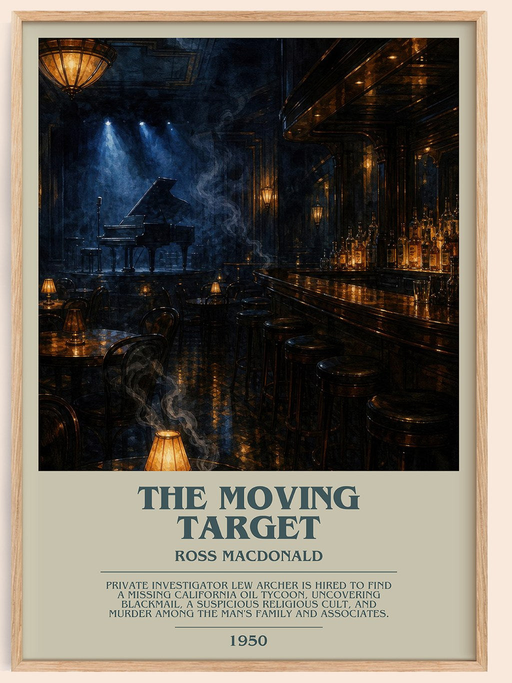 The Moving Target bookish book poster by Ross Macdonald – framed literary art print