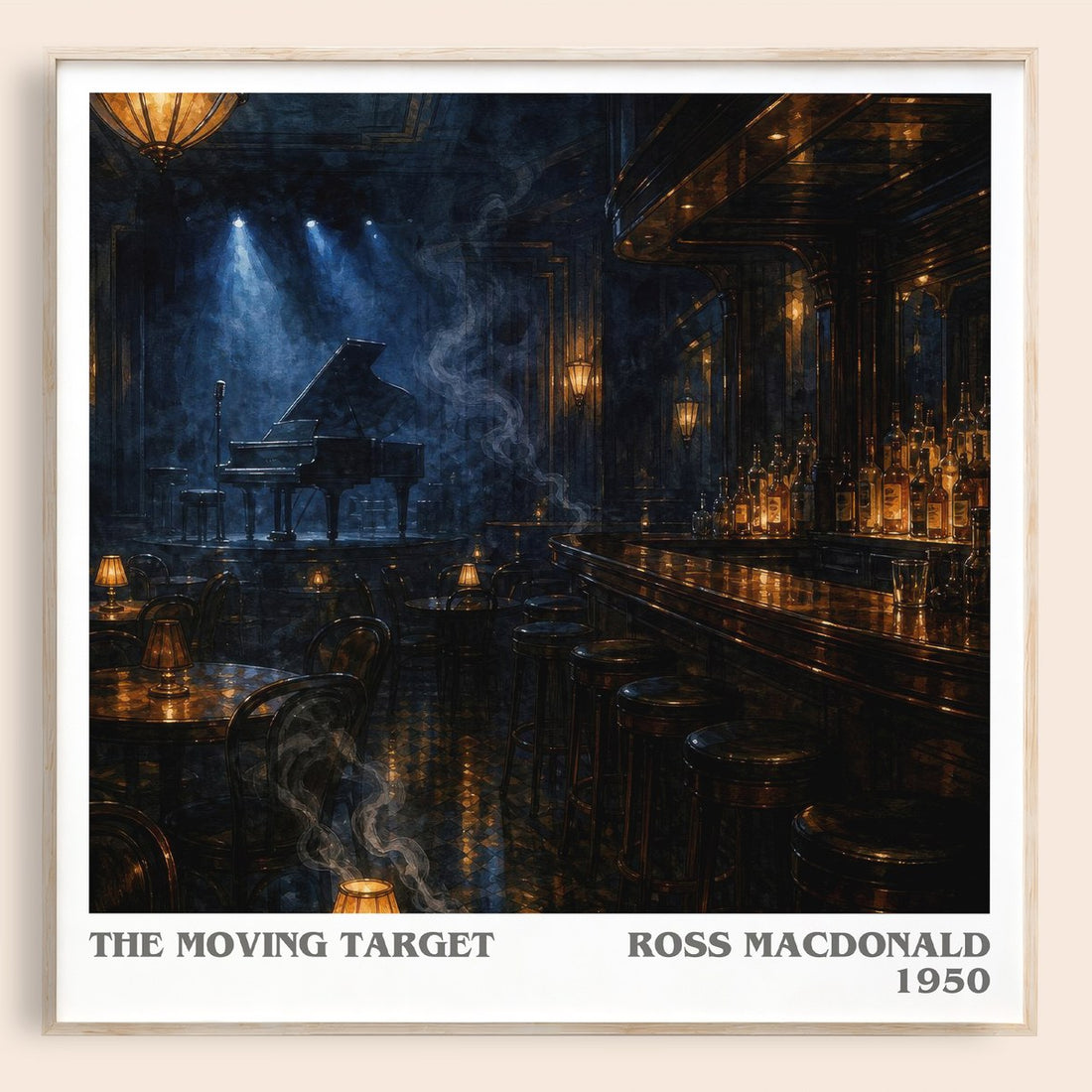 The Moving Target literary book poster by Ross Macdonald – framed literary art print