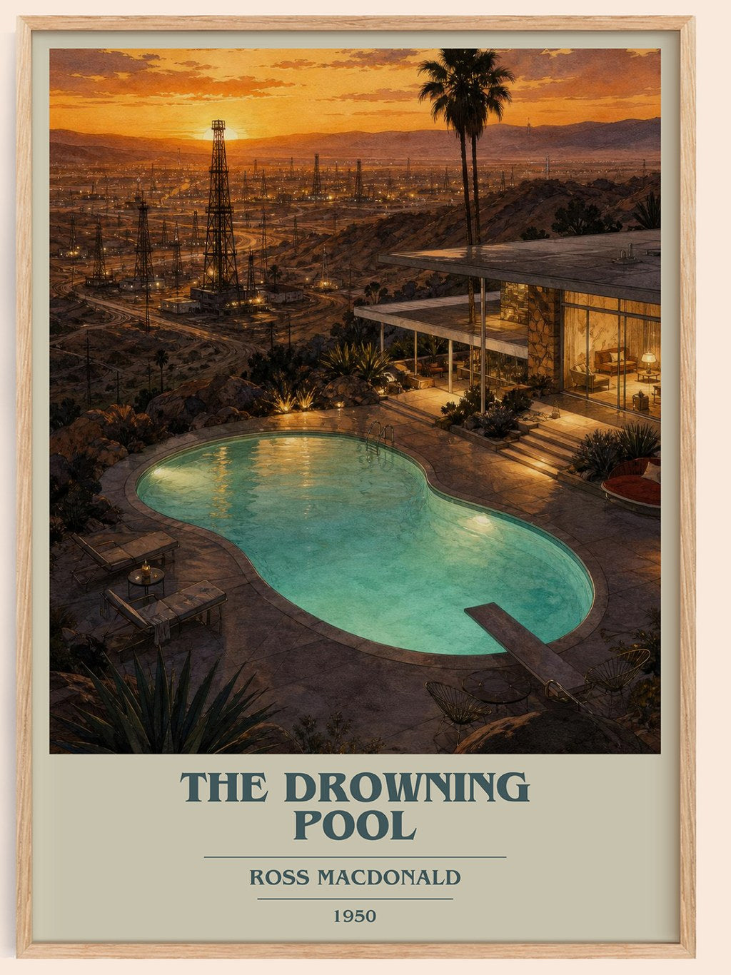 The Drowning Pool book cover book poster by Ross Macdonald – framed literary art print