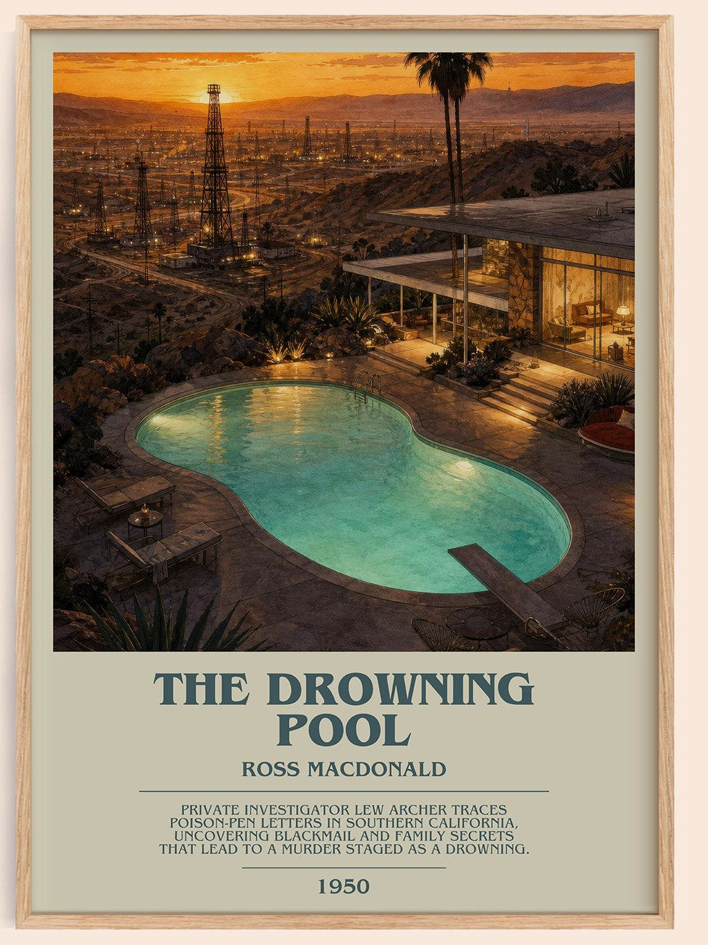 The Drowning Pool bookish book poster by Ross Macdonald – framed literary art print