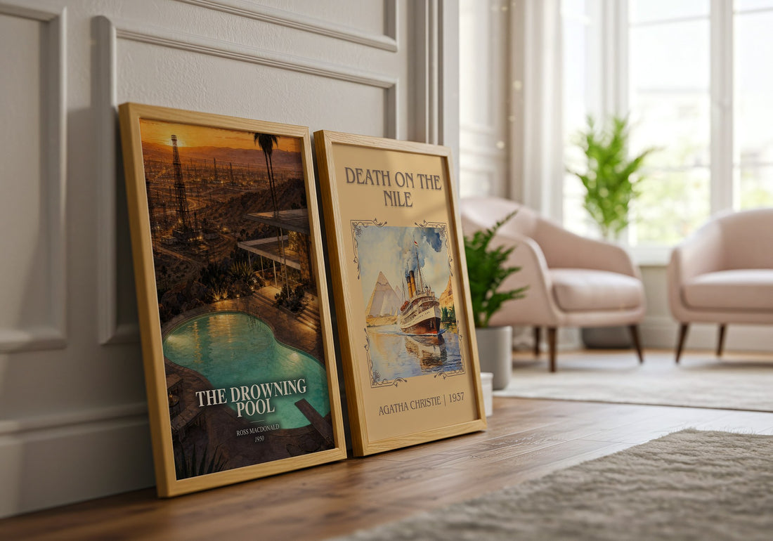 The Drowning Pool watercolour print framed by window – literary home decor