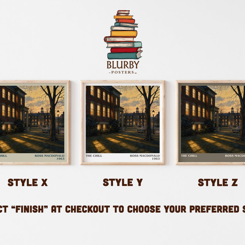 The Chill literary print in frame leaning in hallway – mystery wall art
