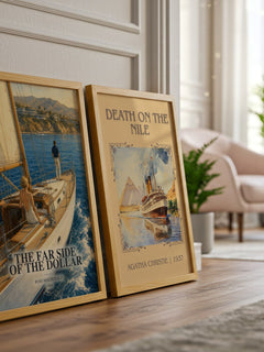 The Far Side of the Dollar watercolour print framed by window – literary home decor