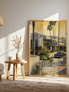 The Goodbye Look watercolour print in frame leaning in hallway – mystery wall art
