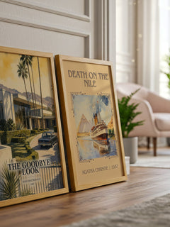 The Goodbye Look watercolour print framed by window – literary home decor