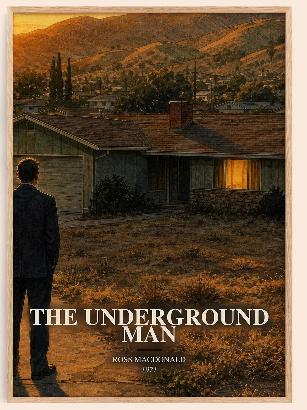 The Underground Man watercolour book poster by Ross Macdonald – framed literary art print