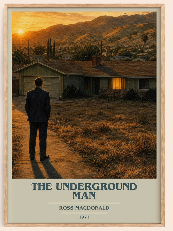 The Underground Man book cover book poster by Ross Macdonald – framed literary art print