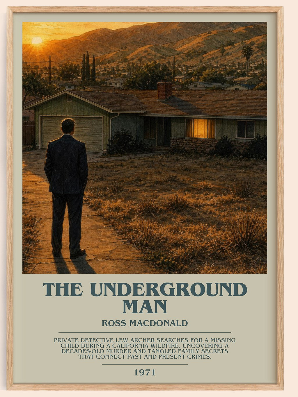 The Underground Man bookish book poster by Ross Macdonald – framed literary art print