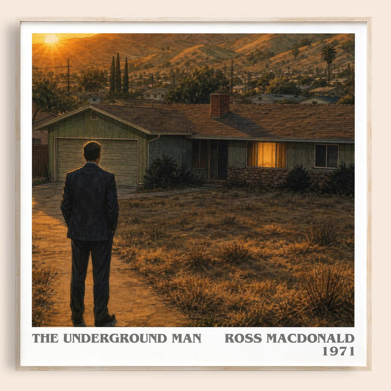 The Underground Man literary book poster by Ross Macdonald – framed literary art print