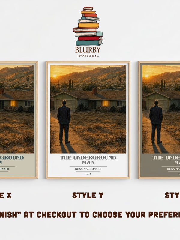 The Underground Man book cover print in frame leaning in hallway – mystery wall art