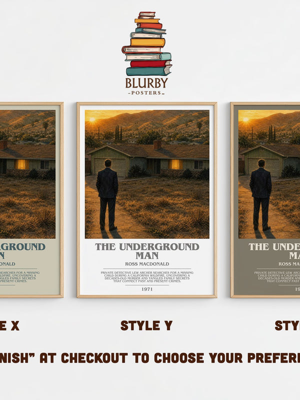 The Underground Man bookish print in frame leaning in hallway – mystery wall art