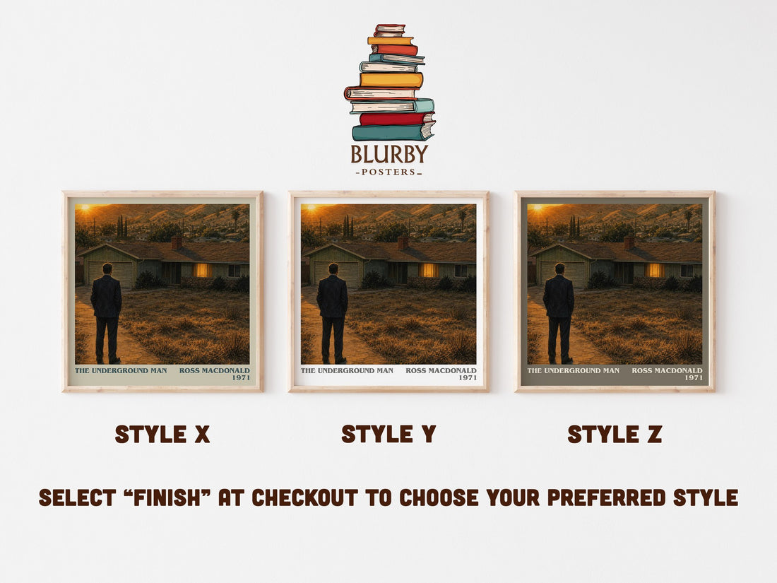 The Underground Man literary print in frame leaning in hallway – mystery wall art (mockup)