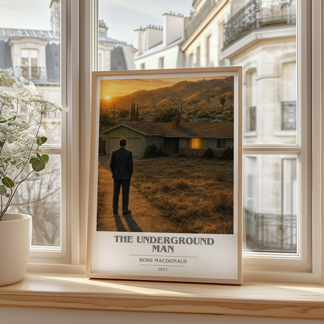 The Underground Man book cover poster colour and style options – Ross Macdonald book art (mockup)