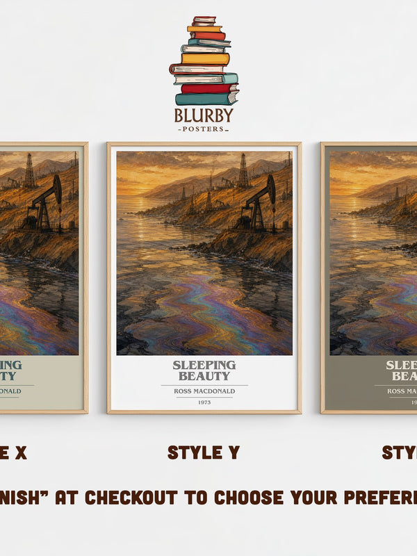 Sleeping Beauty book cover print in frame leaning in hallway – mystery wall art