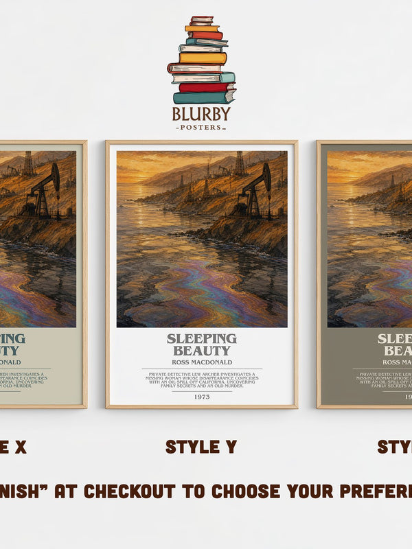 Sleeping Beauty bookish print in frame leaning in hallway – mystery wall art