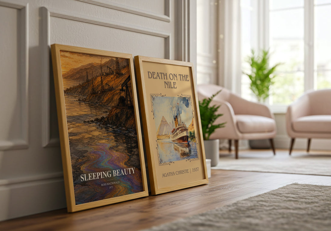 Sleeping Beauty watercolour print framed by window – literary home decor