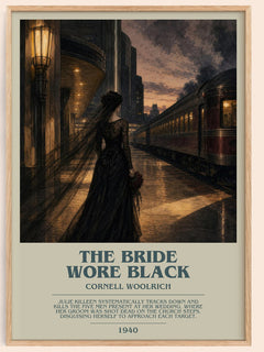 The Bride Wore Black bookish book poster by Cornell Woolrich – framed literary art print