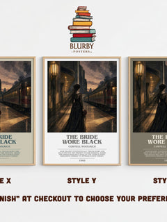 The Bride Wore Black bookish print in frame leaning in hallway – crime wall art