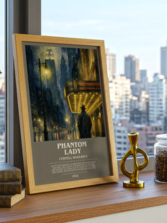Phantom Lady bookish print framed by window – literary home decor