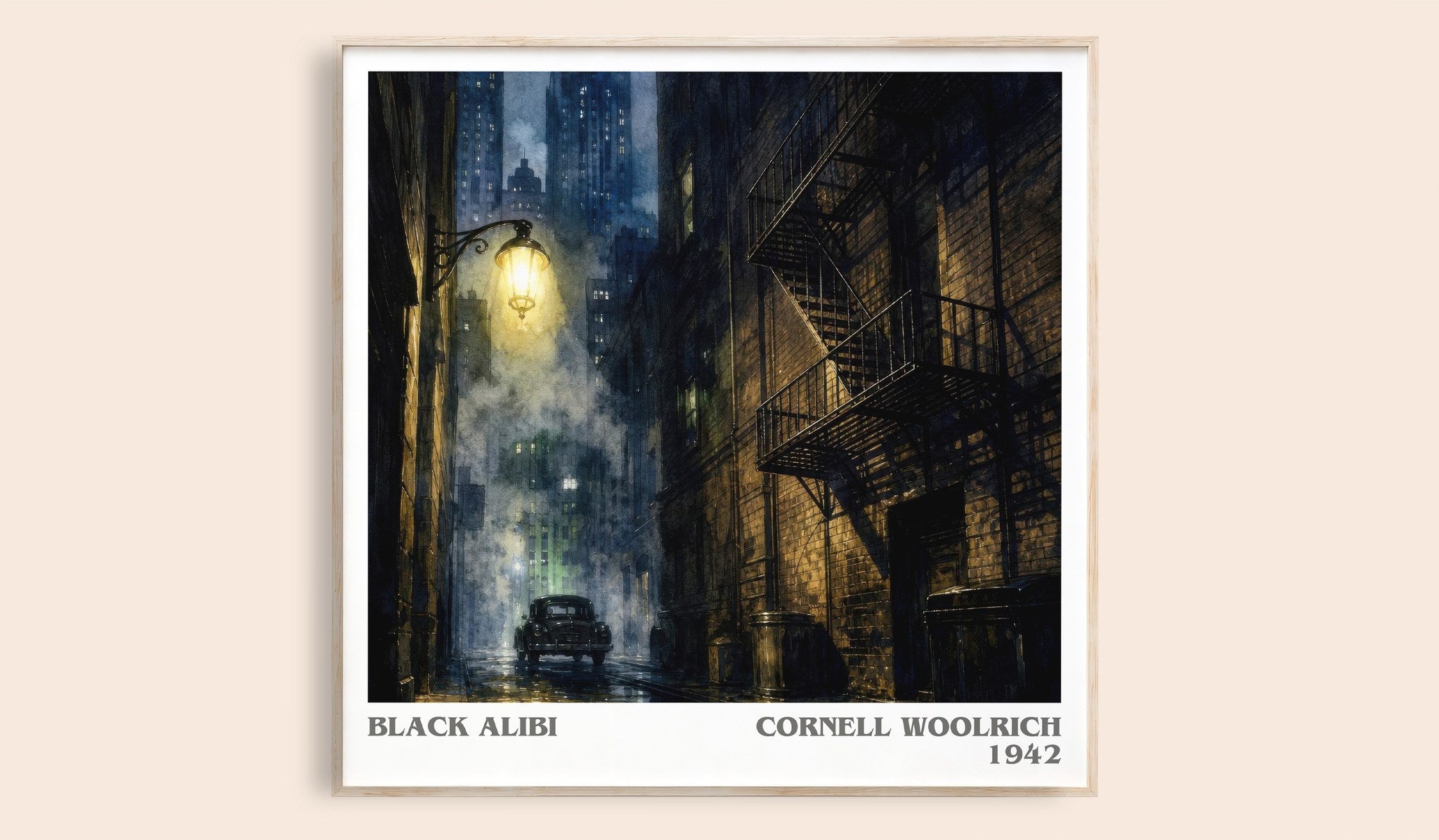 Black Alibi Literary Art Print by Cornell Woolrich
