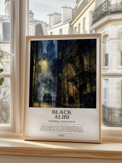 Black Alibi bookish poster colour and style options – Cornell Woolrich book art