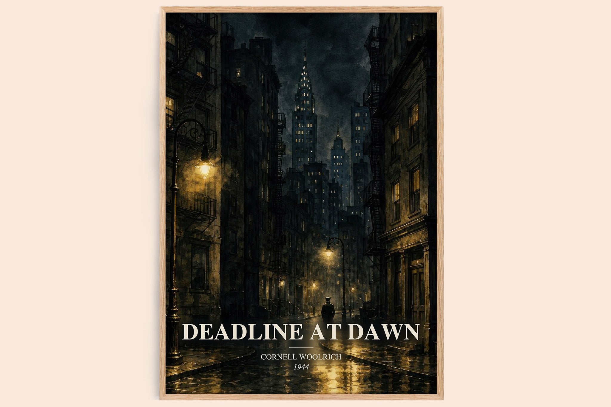 Deadline at Dawn Book Watercolour Illustration by Cornell Woolrich