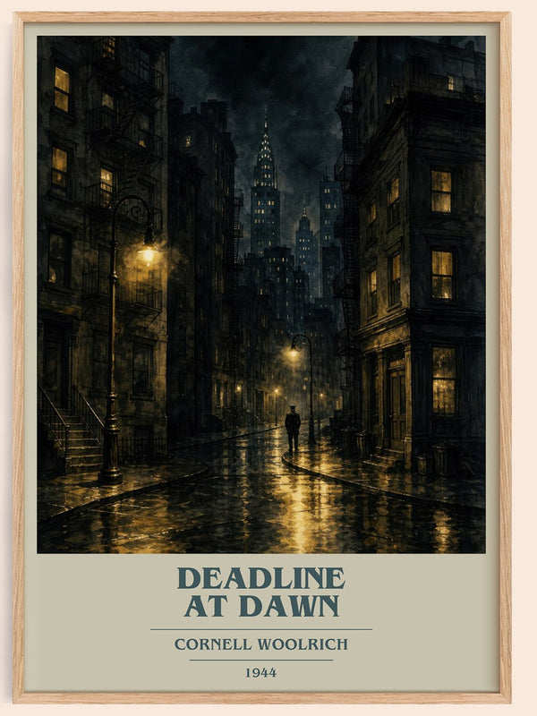 Deadline at Dawn book cover book poster by Cornell Woolrich – framed literary art print