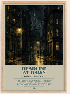 Deadline at Dawn bookish book poster by Cornell Woolrich – framed literary art print