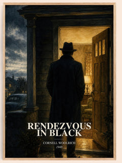 Rendezvous in Black watercolour book poster by Cornell Woolrich – framed literary art print