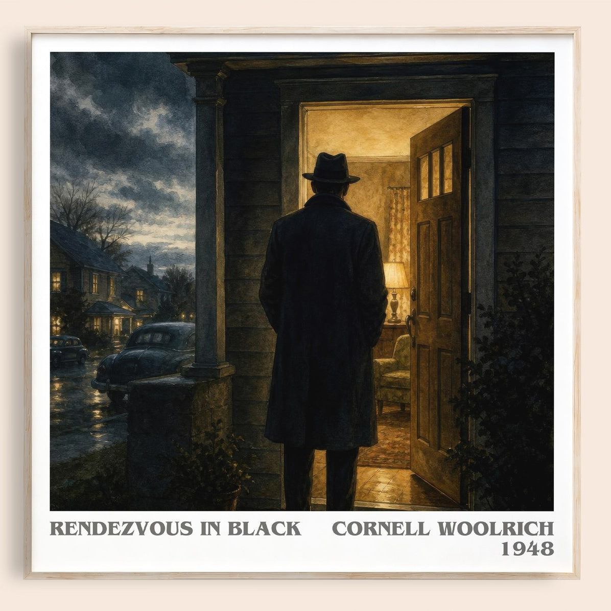 Rendezvous in Black literary book poster by Cornell Woolrich – framed literary art print