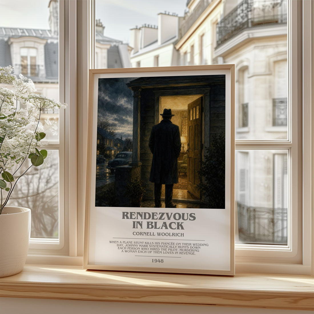 Rendezvous in Black bookish poster colour and style options – Cornell Woolrich book art