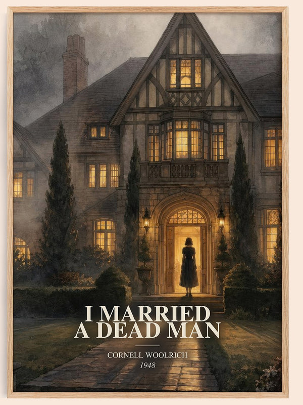 I Married a Dead Man watercolour book poster by Cornell Woolrich – framed literary art print